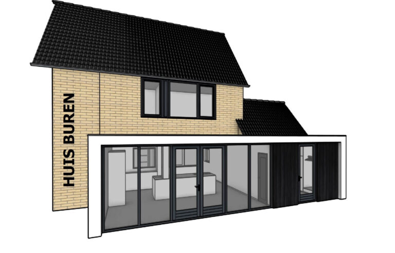 3D achteraanzicht aanbouw hoekwoning Zevenbergen_door Huis & Interieur